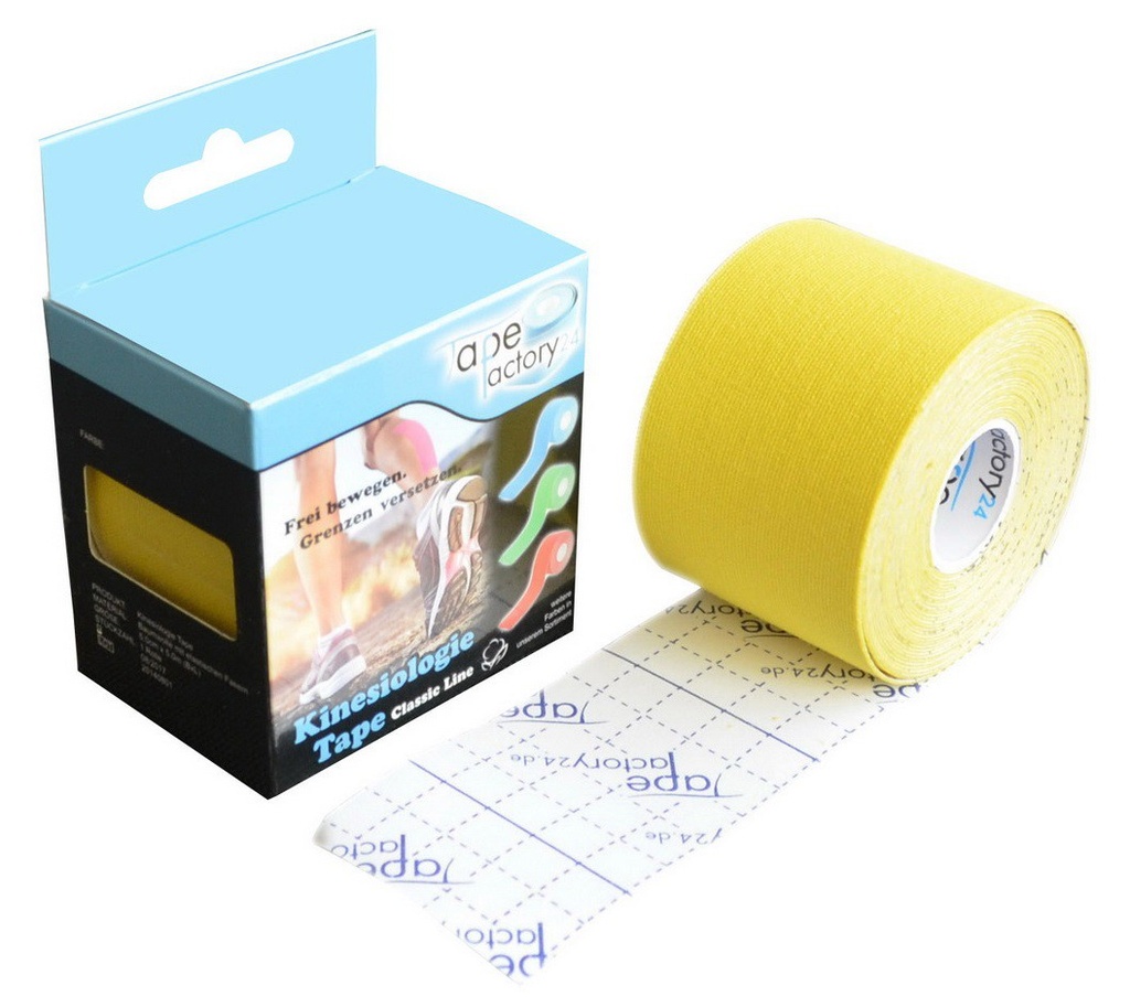 [KT-CL-GE] gelbes Profi Kinesiologie Tape - Classic Line - 5cm breit